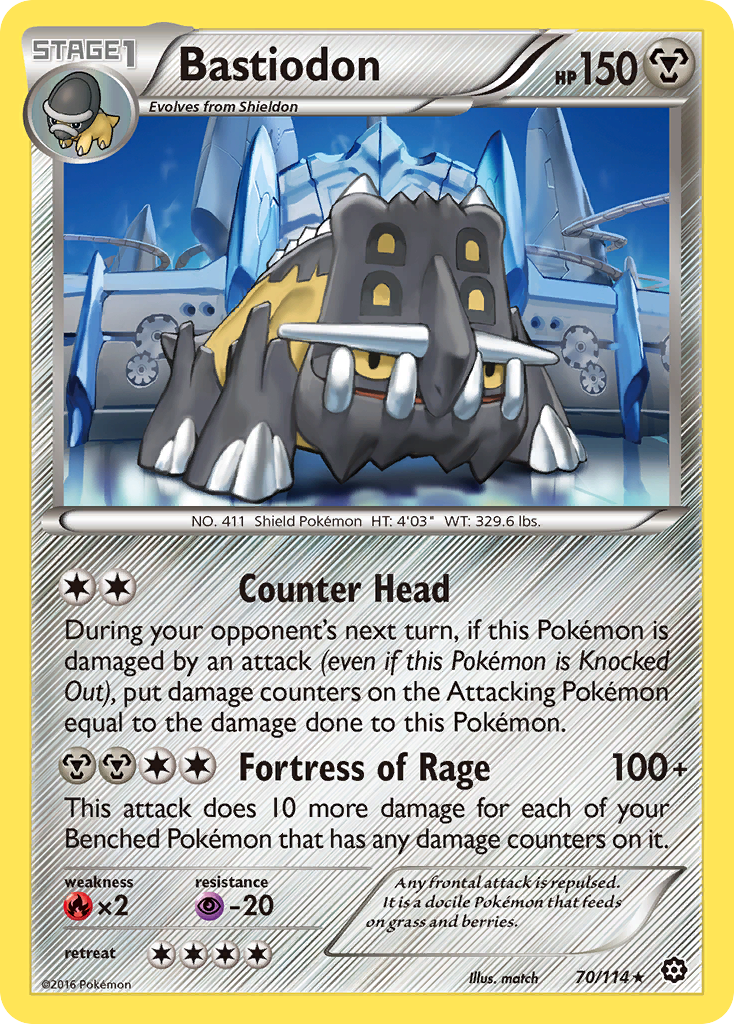 Bastiodon 70/114 Rare | Steam Siege | Pokemon Card