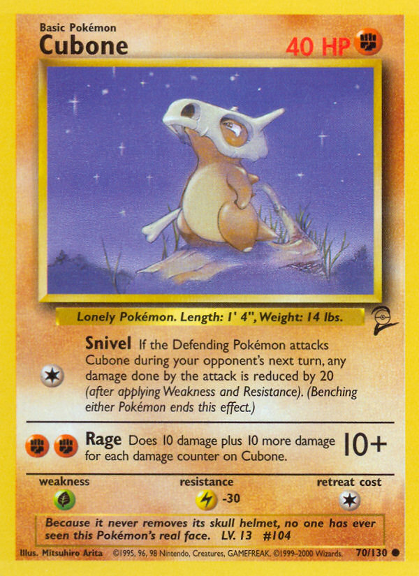 Cubone 70/130 Common | Base Set 2 | Pokemon Card