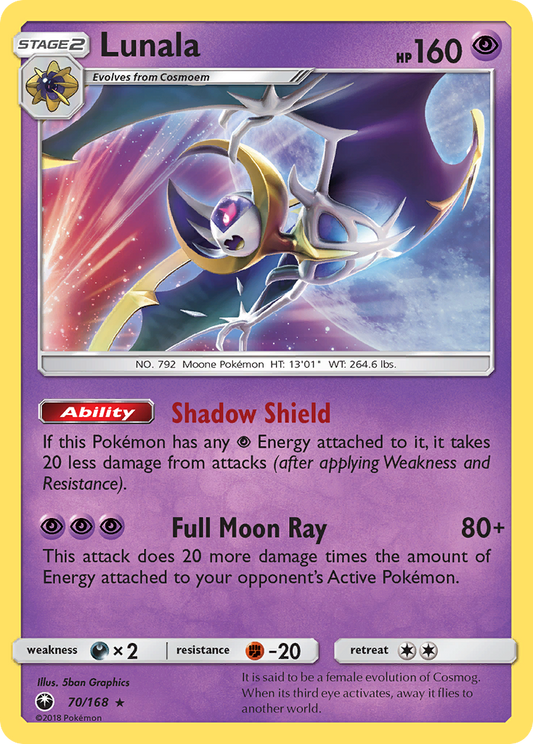 Lunala 70/168 Rare Holo | Celestial Storm | Pokemon Card