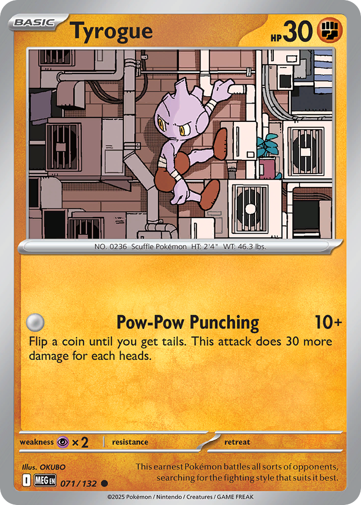 Tyrogue 71/132 Common | Mega Evolution | Pokemon Card