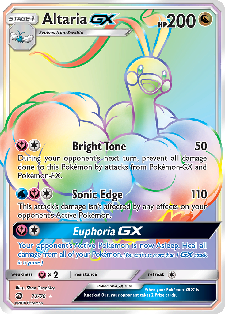 Altaria-GX 72/70 Rare Rainbow | Dragon Majesty | Pokemon Card