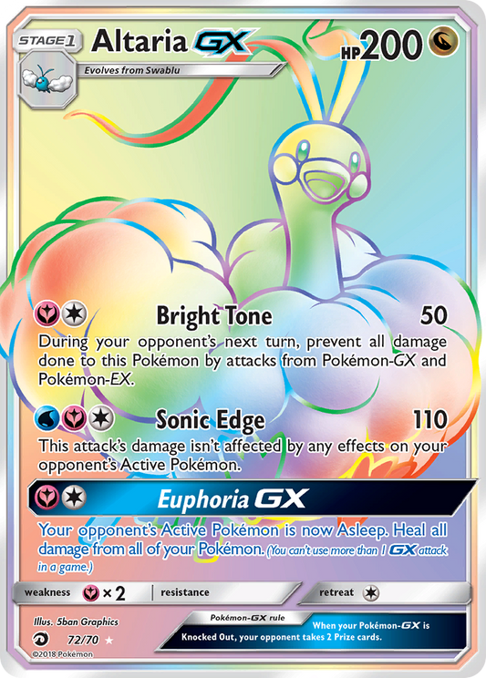 Altaria-GX 72/70 Rare Rainbow | Dragon Majesty | Pokemon Card