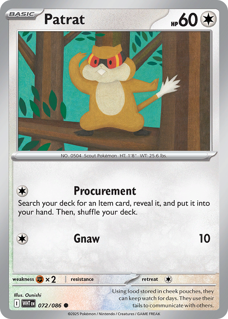 Patrat 72/86 Common | White Flare | Pokemon Card