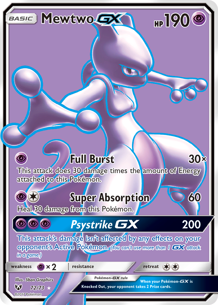 Mewtwo-GX 72/73 Rare Ultra | Shining Legends | Pokemon Card