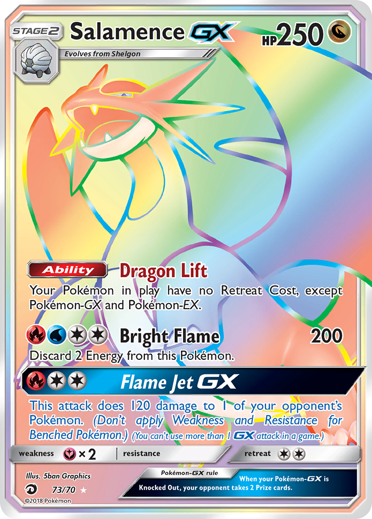 Salamence-GX 73/70 Rare Rainbow | Dragon Majesty | Pokemon Card
