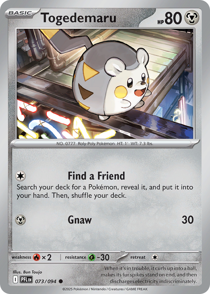 Togedemaru 73/94 Common | Phantasmal Flames | Pokemon Card