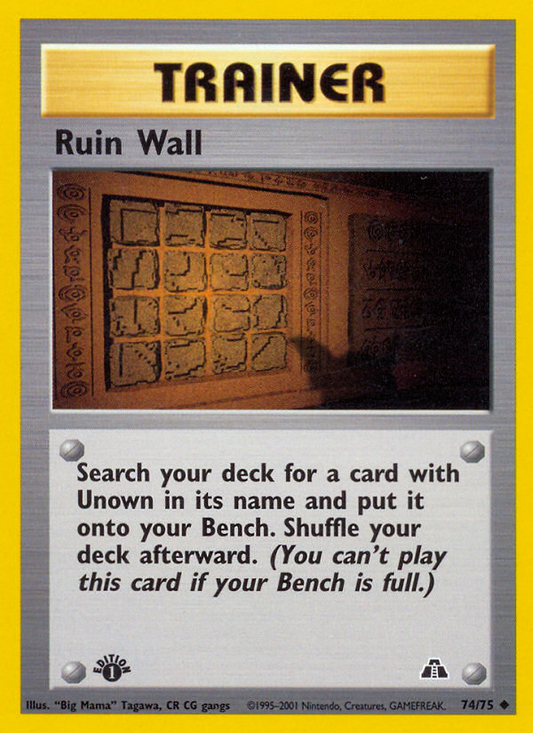 Ruin Wall 74/75 Uncommon | Neo Discovery | Pokemon Card