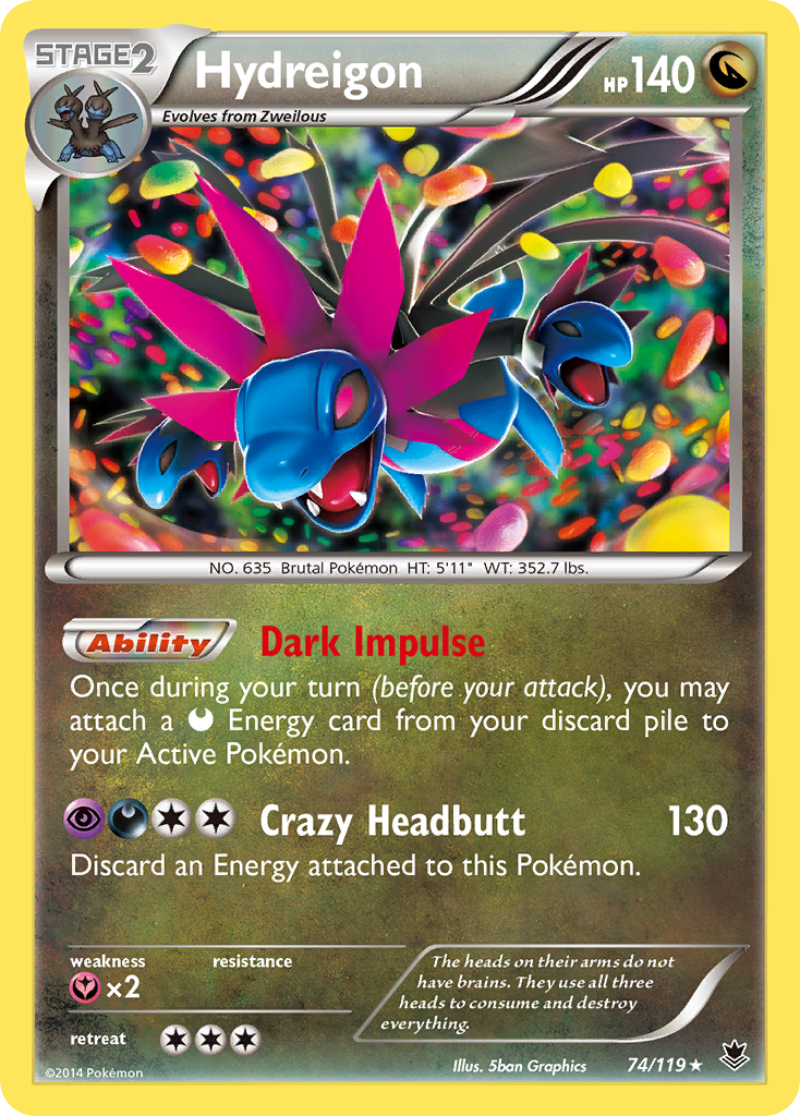 Hydreigon 74/119 Rare Holo | Phantom Forces | Pokemon Card