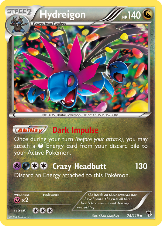 Hydreigon 74/119 Rare Holo | Phantom Forces | Pokemon Card