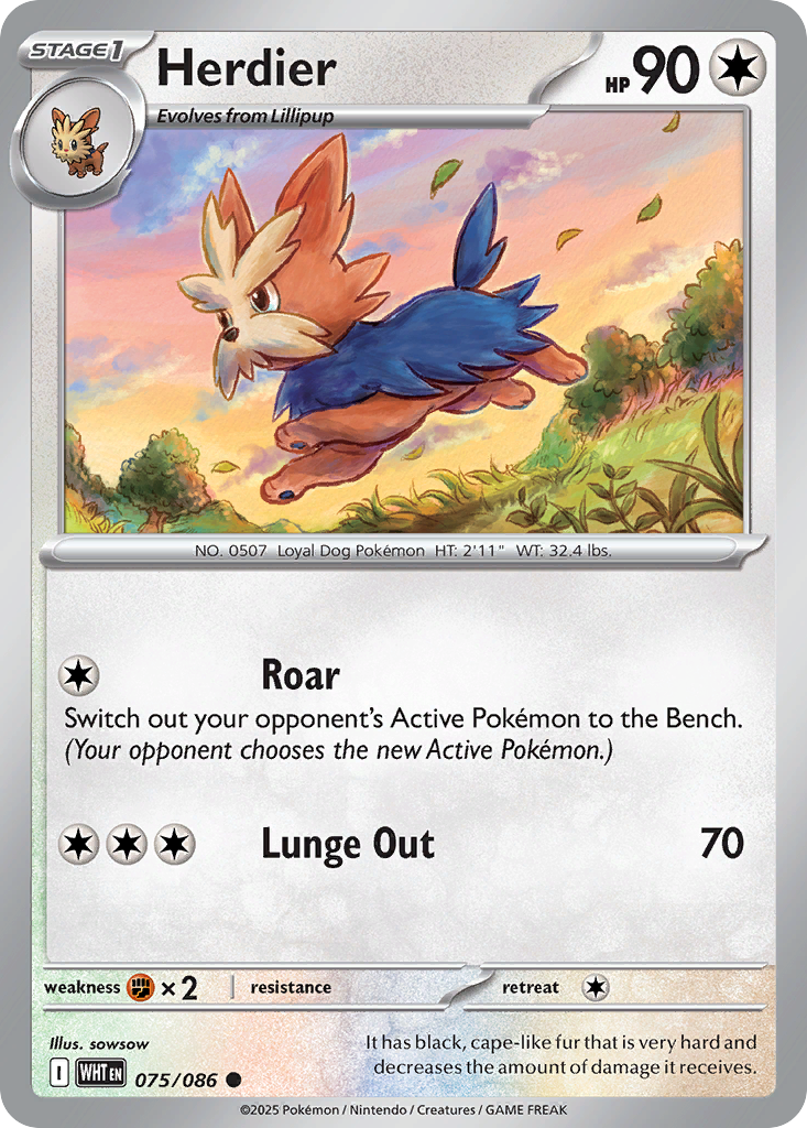 Herdier 75/86 Common | White Flare | Pokemon Card