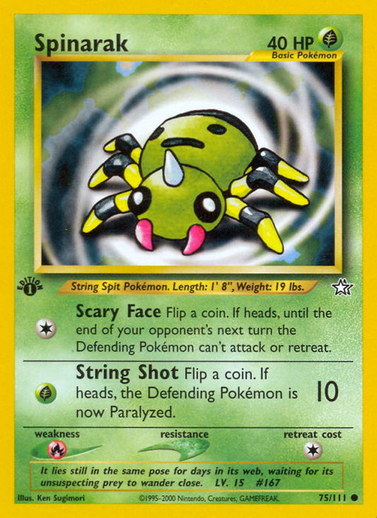 Spinarak 75/111 Common | Neo Genesis | Pokemon Card