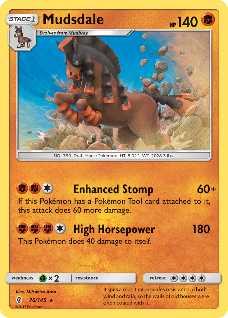 Mudsdale 76/145 Rare Holo | Guardians Rising | Pokemon Card