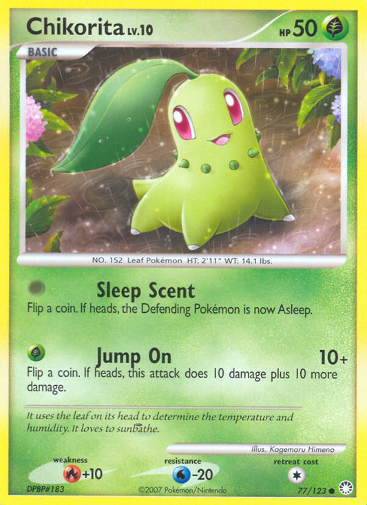 Chikorita 77/123 Common | Mysterious Treasures | Pokemon Card