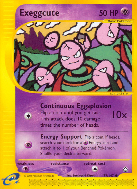 Exeggcute 77/147 Common | Aquapolis | Pokemon Card
