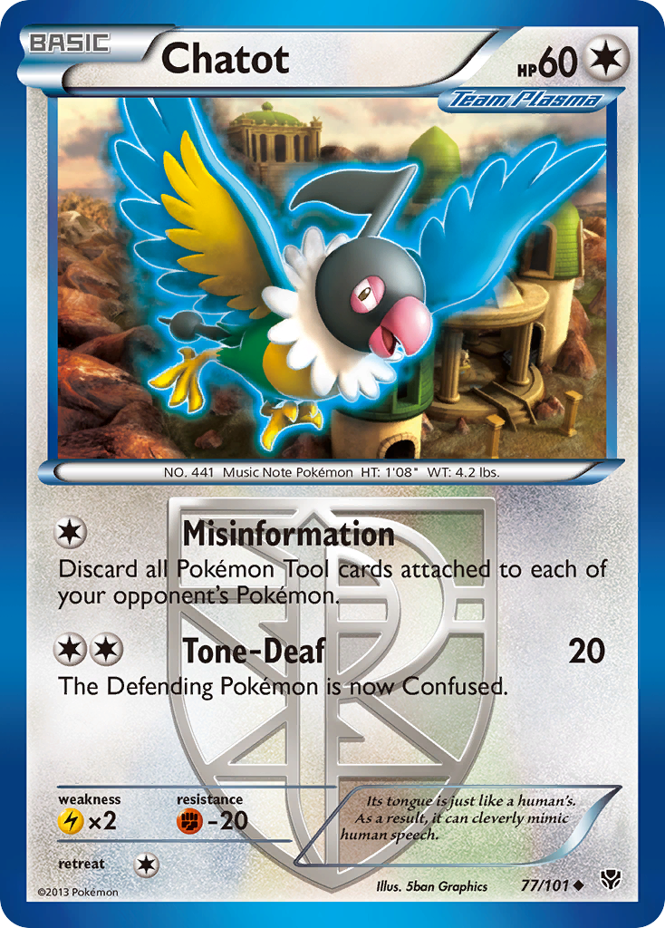 Chatot 77/101 Uncommon | Plasma Blast | Pokemon Card
