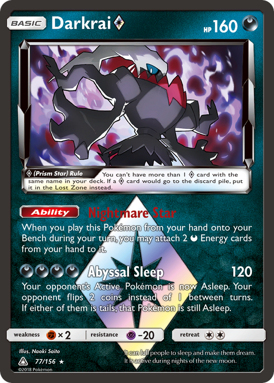 Darkrai ◇ 77/156 Rare Prism Star | Ultra Prism | Pokemon Card