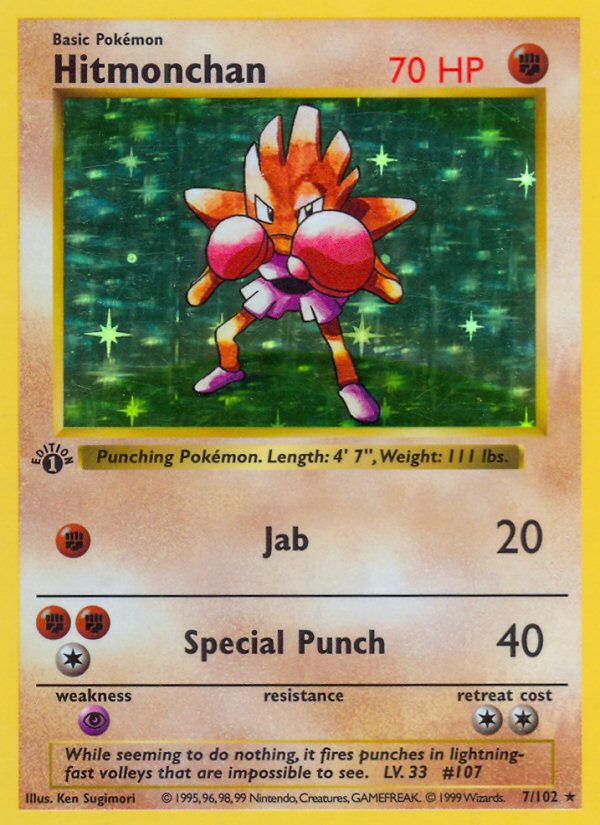 Hitmonchan 7/102 Rare Holo | Base | Pokemon Card