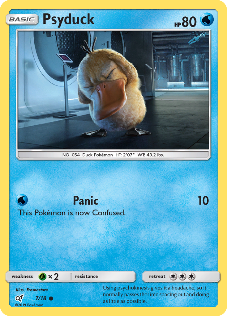 Psyduck 7/18 Common | Detective Pikachu | Pokemon Card