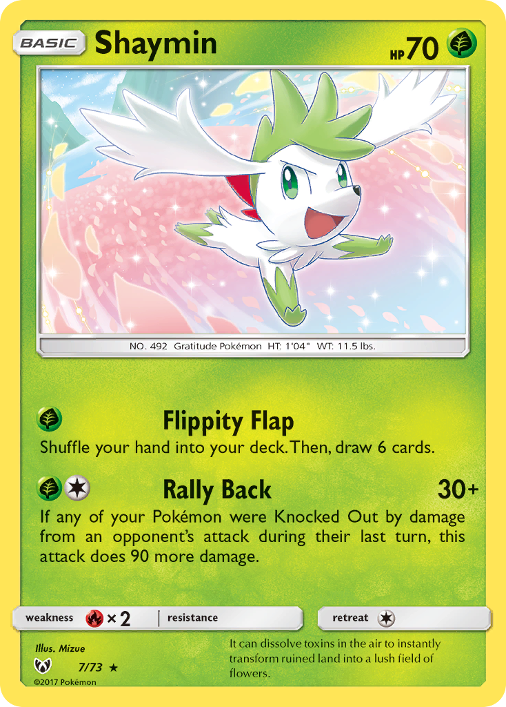Shaymin 7/73 Rare Holo | Shining Legends | Pokemon Card