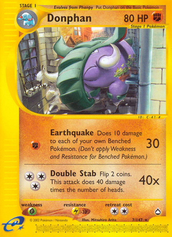 Donphan 7/147 Rare | Aquapolis | Pokemon Card