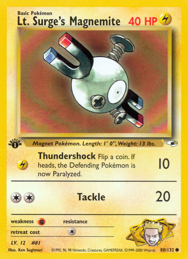 Lt. Surge's Magnemite 80/132 Common | Gym Heroes | Pokemon Card