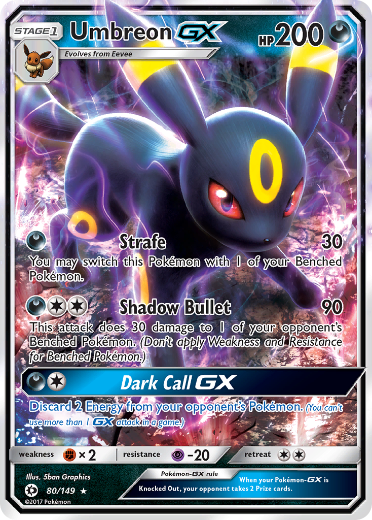 Umbreon-GX 80/149 Rare Holo GX | Sun & Moon | Pokemon Card