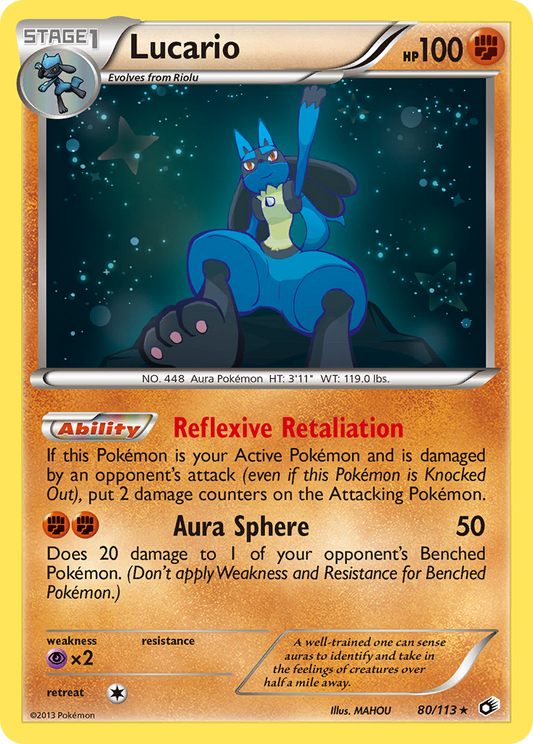 Lucario 80/113 Rare Holo | Legendary Treasures | Pokemon Card