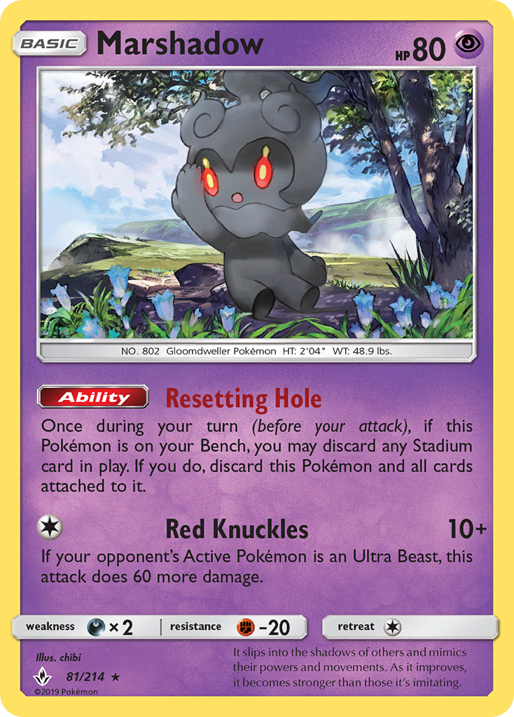 Marshadow 81/214 Rare Holo | Unbroken Bonds | Pokemon Card