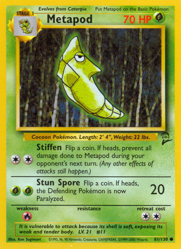 Metapod 81/130 Common | Base Set 2 | Pokemon Card