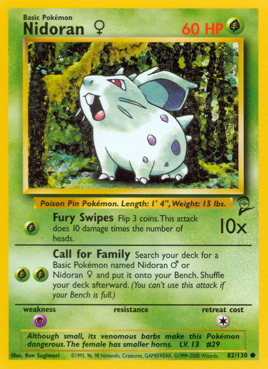 Nidoran ♀ 82/130 Common | Base Set 2 | Pokemon Card