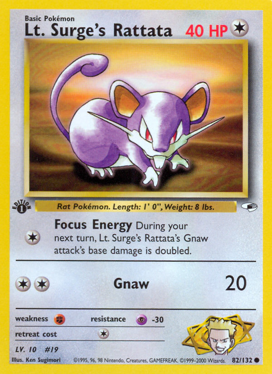 Lt. Surge's Rattata 82/132 Common | Gym Heroes | Pokemon Card
