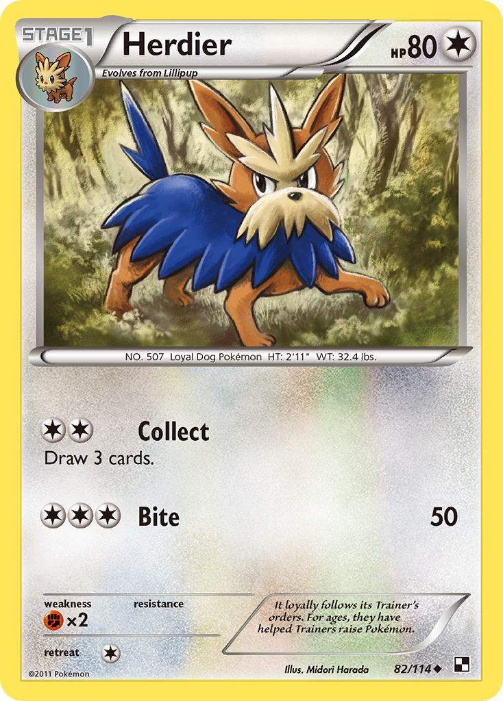 Herdier 82/114 Uncommon | Black & White | Pokemon Card