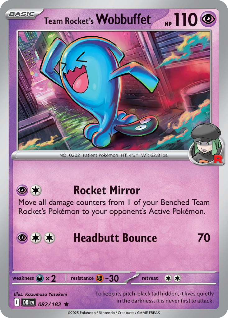 Team Rocket's Wobbuffet 82/182 Rare | Destined Rivals | Pokemon Card