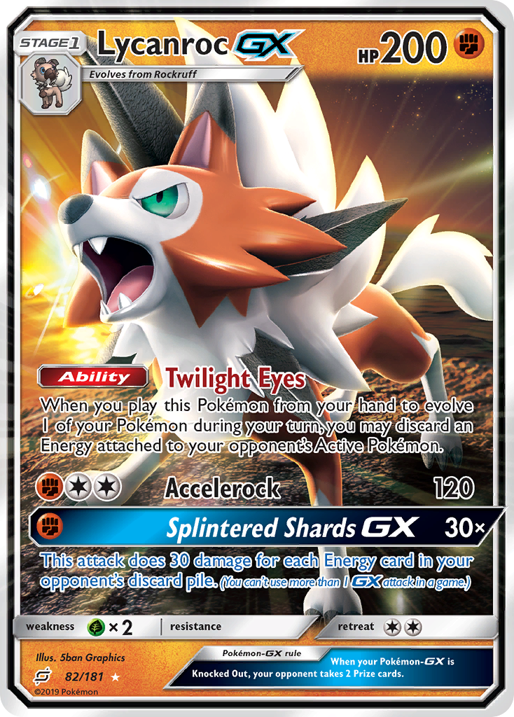 Lycanroc-GX 82/181 Rare Holo GX | Team Up | Pokemon Card