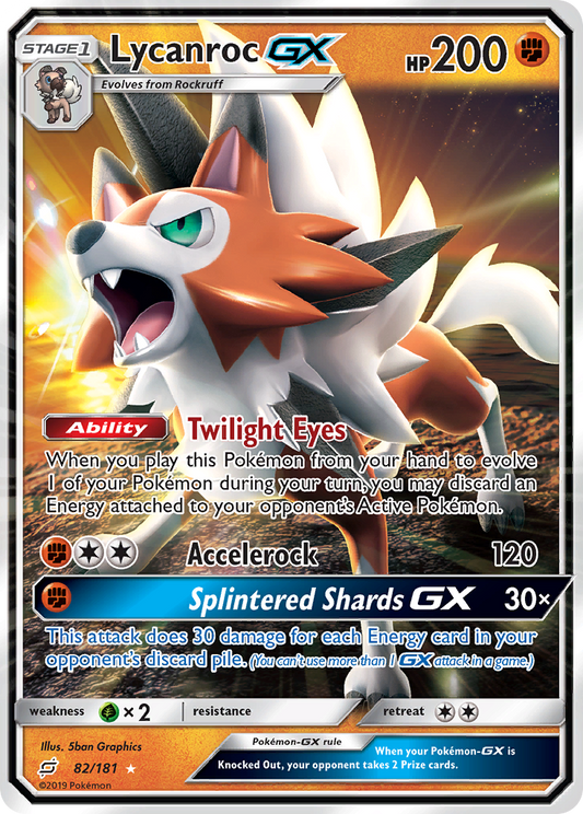 Lycanroc-GX 82/181 Rare Holo GX | Team Up | Pokemon Card