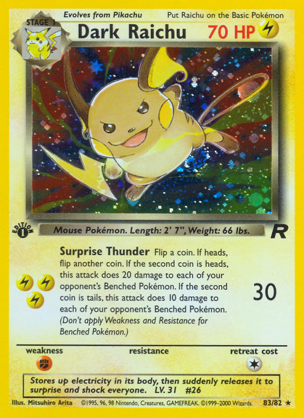 Dark Raichu 83/82 Rare Secret | Team Rocket | Pokemon Card