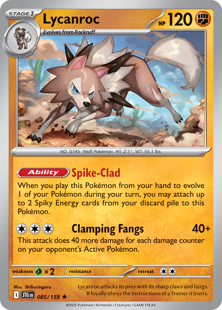 Lycanroc 85/159 Rare | Journey Together | Pokemon Card