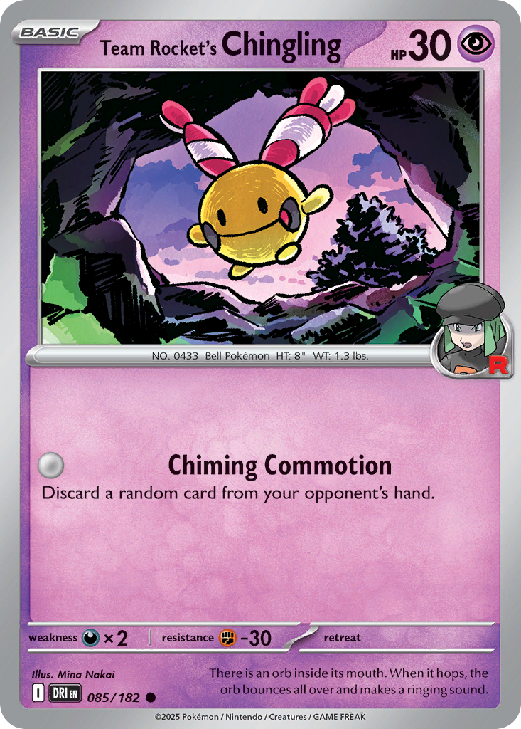 Team Rocket's Chingling 85/182 Common | Destined Rivals | Pokemon Card