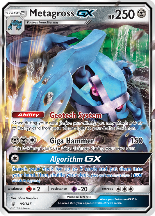 Metagross-GX 85/145 Rare Holo GX | Guardians Rising | Pokemon Card