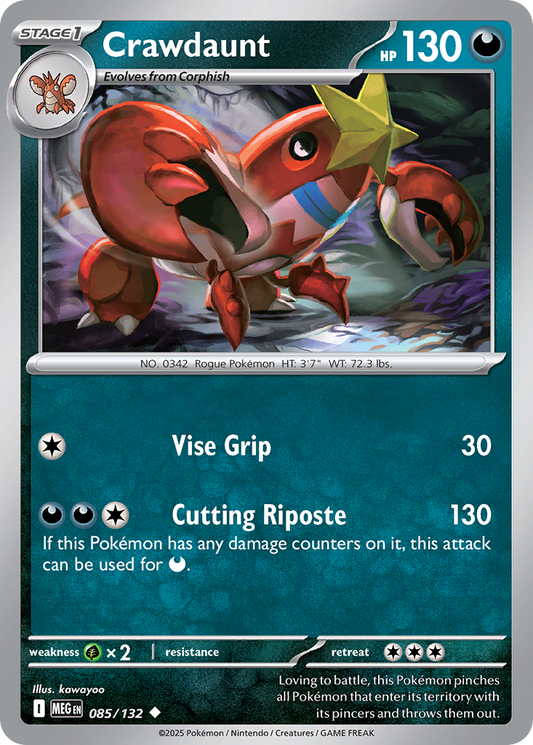 Crawdaunt 85/132 Uncommon | Mega Evolution | Pokemon Card