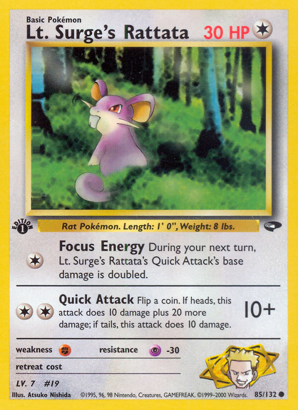 Lt. Surge's Rattata 85/132 Common | Gym Challenge | Pokemon Card