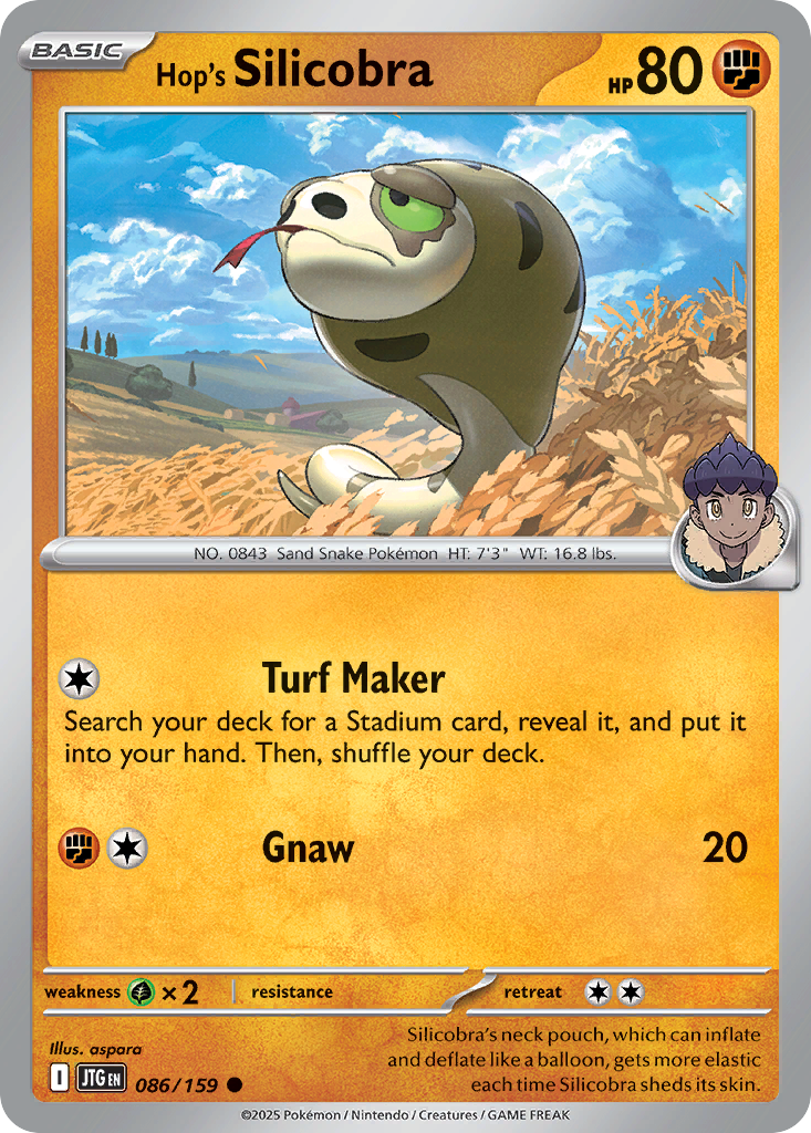 Hop's Silicobra 86/159 Common | Journey Together | Pokemon Card