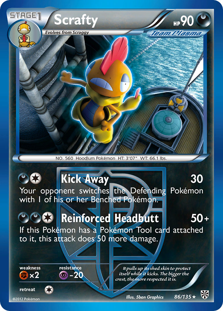 Scrafty 86/135 Rare | Plasma Storm | Pokemon Card