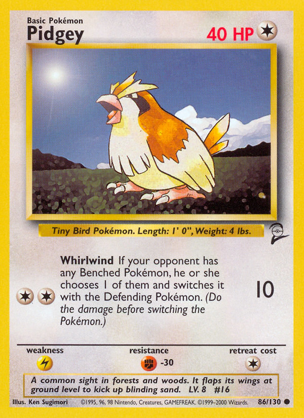 Pidgey 86/130 Common | Base Set 2 | Pokemon Card