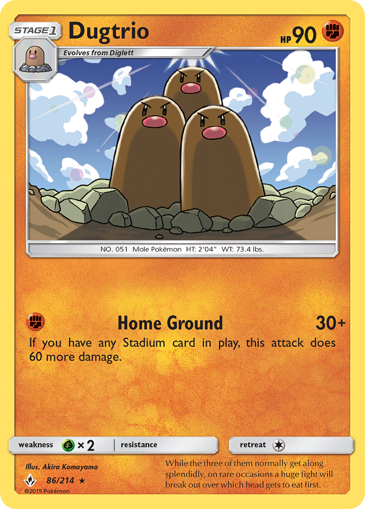 Dugtrio 86/214 Rare | Unbroken Bonds | Pokemon Card