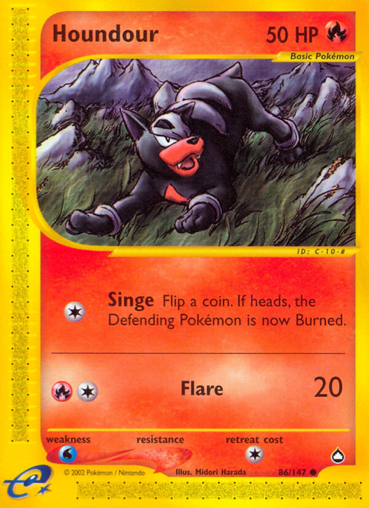 Houndour 86/147 Common | Aquapolis | Pokemon Card