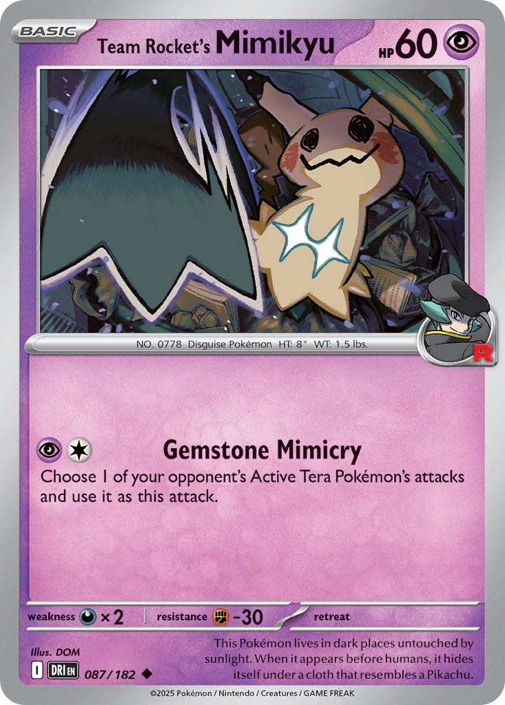 Team Rocket's Mimikyu 87/182 Uncommon | Destined Rivals | Pokemon Card