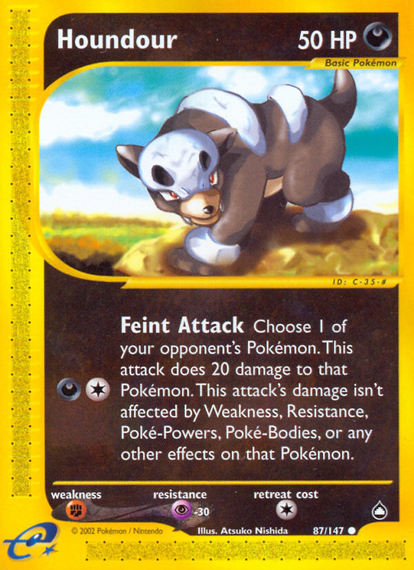 Houndour 87/147 Common | Aquapolis | Pokemon Card