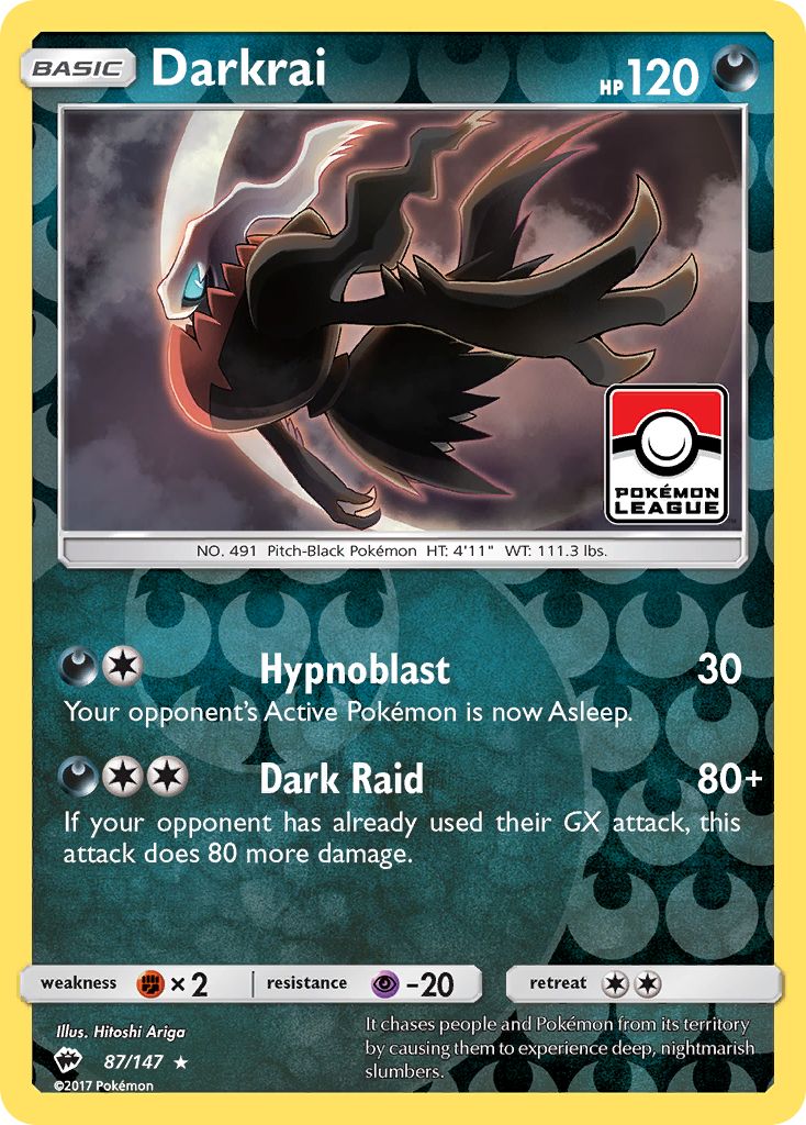 Darkrai 87/147 Rare Holo | Burning Shadows | Pokemon Card