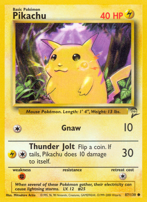 Pikachu 87/130 Common | Base Set 2 | Pokemon Card